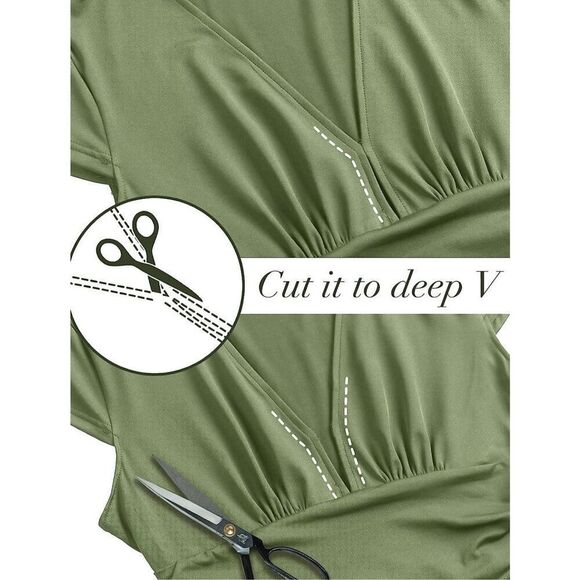 Anrabess Women Medium Deep V Neck High Waist Slit EveningMaxi Dress Long Casual - Picture 5 of 9